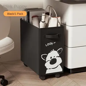 Adorable Dog Design Rolling Storage Cart, Detachable Office Desk Organizer, Pmma Hand Truck with Multiple Compartments, Desk Organizer Tidy