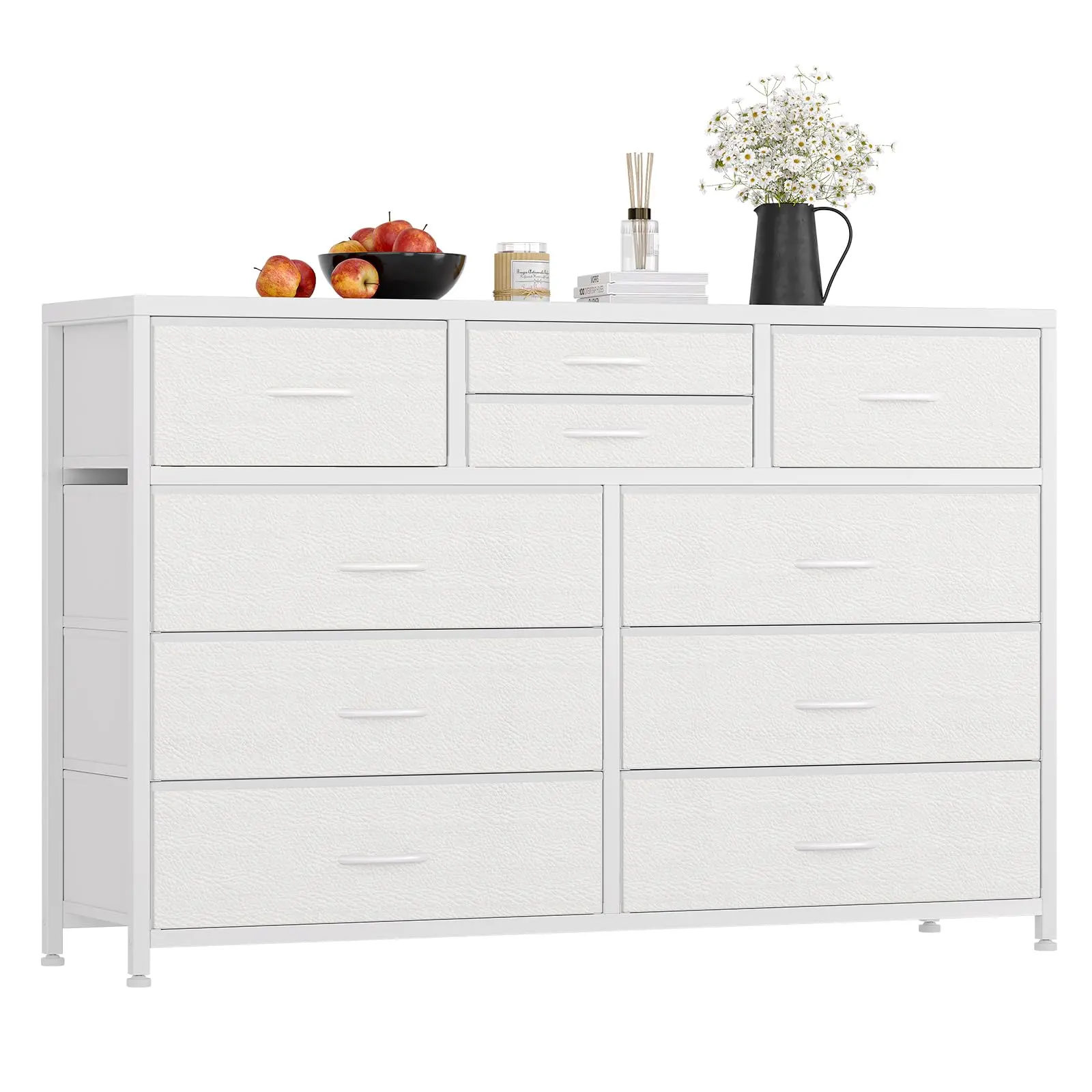 Garvee Entertainment Center with 10 Fabric Drawers, Media Console Table for 50 Inch Television, Living Room Furniture, TV Stand Dresser with Ample Storage