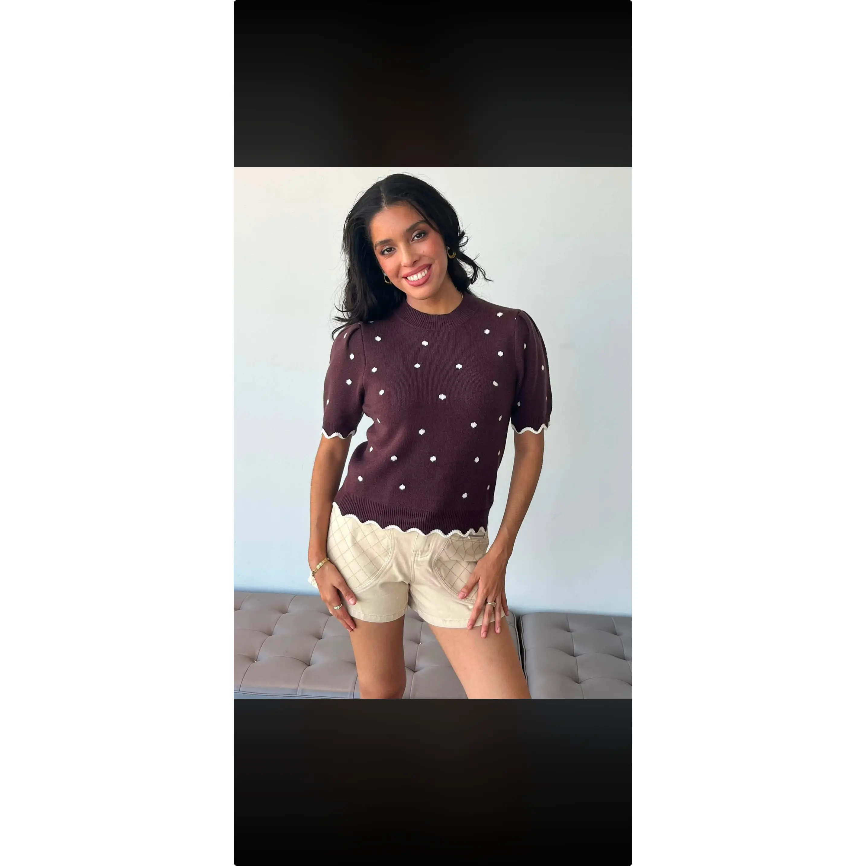 Brown & Ivory Polka Dot Sweater