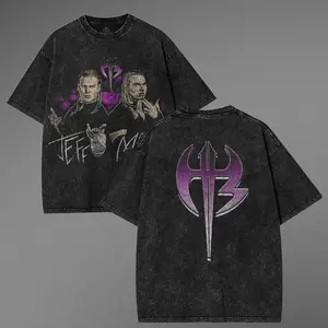 WWE -  Retro Hardy Boyz Washed T-Shirt Wrestling Shirt WWE Fans WWE Tee Menswear Cotton Crewneck Premium American Made Acid Washed 100% Cotton