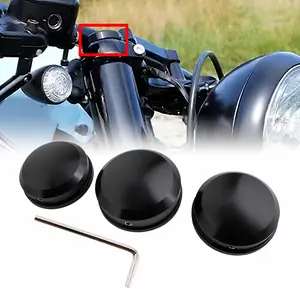 Black Upper Fork Stem Nut Cover Kit for Harley Dyna Softail Sportster Models