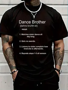 100% Cotton American Dance Competition Funny Dance Brother Shirt T-Shirt Women's Men's Graphic Tee Crew Neck summer vacation Tops