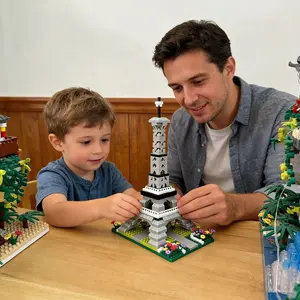 New Famous Buildings Series Paris Eiffel Tower Building Block Assembly Model Kit, Collectible Display Decoration, Holiday Birthday Gift