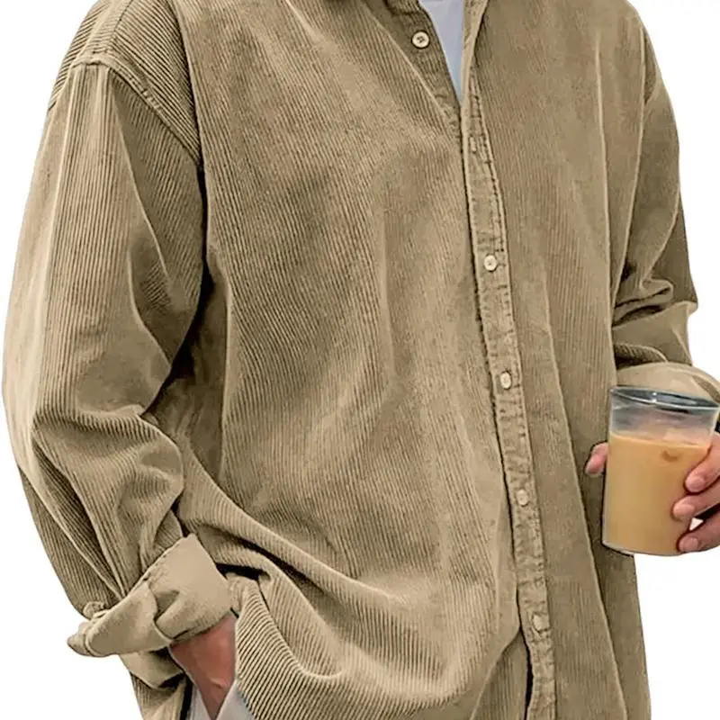 Men's New Corduroy Shirt Long Sleeve Trendy Casual Loose Fit Boys' Autumn Winter Thick Shirt Men's Jacket