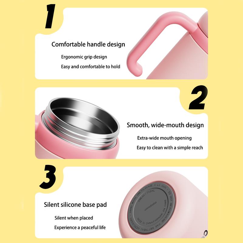 【COMOBEBE】24oz Stainless Steel Whale Fountain Tumbler – Spill-Proof, Dual Lids, Durable Handle, Dishwasher Safe, Cute and Fun for Kids & Adults