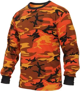 Savage Orange Camo - Tactical Long Sleeve T-Shirt, Poly/Cotton