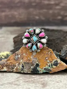 Handmade Sterling Silver Cotton Candy Adjustable Ring "Signed Nizhoni"
