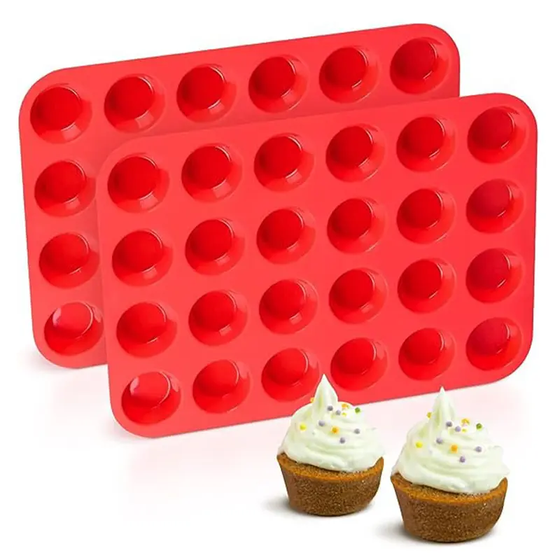 24-Cup Commercial Silicone Muffin Pan, Non-Stick Cupcake Baking Tray for Oven, Ideal for Restaurants, Bakeries, Home Baking, Dishwasher Safe