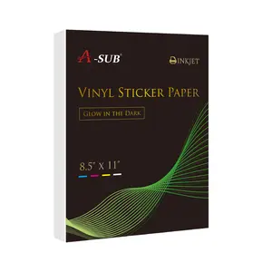 A-SUB Printable Glow In The Dark Vinyl Sticker Paper 8.5"*11 " 5 sheets