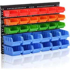 Wall Mounted Storage Bins  Rack 4 Colors Garage Plastic Shop Tool Organizer, ABS Plastic Garage Rack, Screw Storage 30 Bins