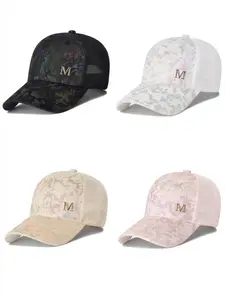 Summer Mesh Baseball Cap with Rhinestone Decor, Adjustable Breathable Street Style Hat for Men and Women, Outdoor Sun Protection Customizable Hats