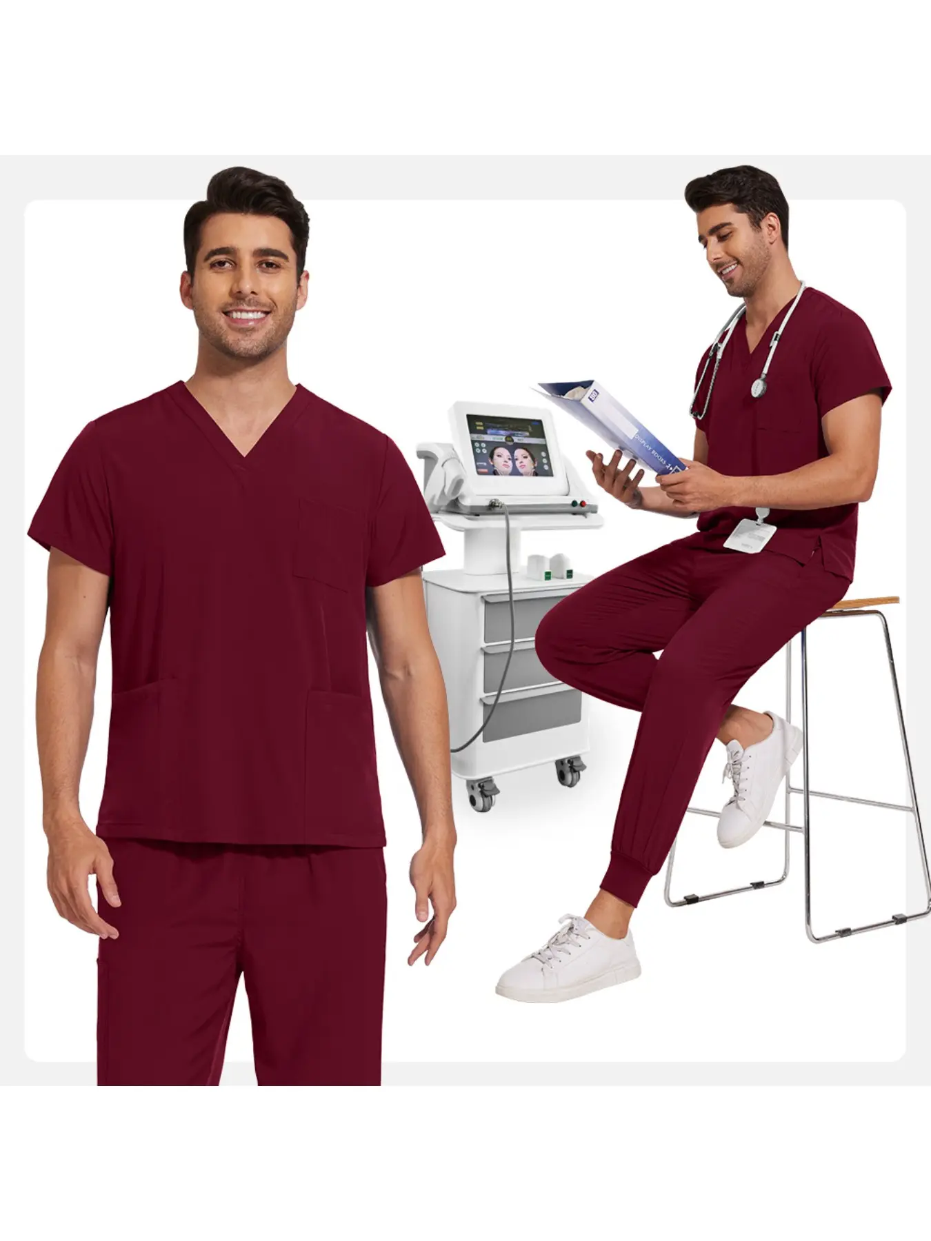 Lightweight Medical Nurse Scrub Set Anti-wrinkle Pet Grooming Uniform Women Men Soft Breathable Jogger Suits Clinic Nursing Workwear Veterinary Work Clothes Scrubs Uniform Set