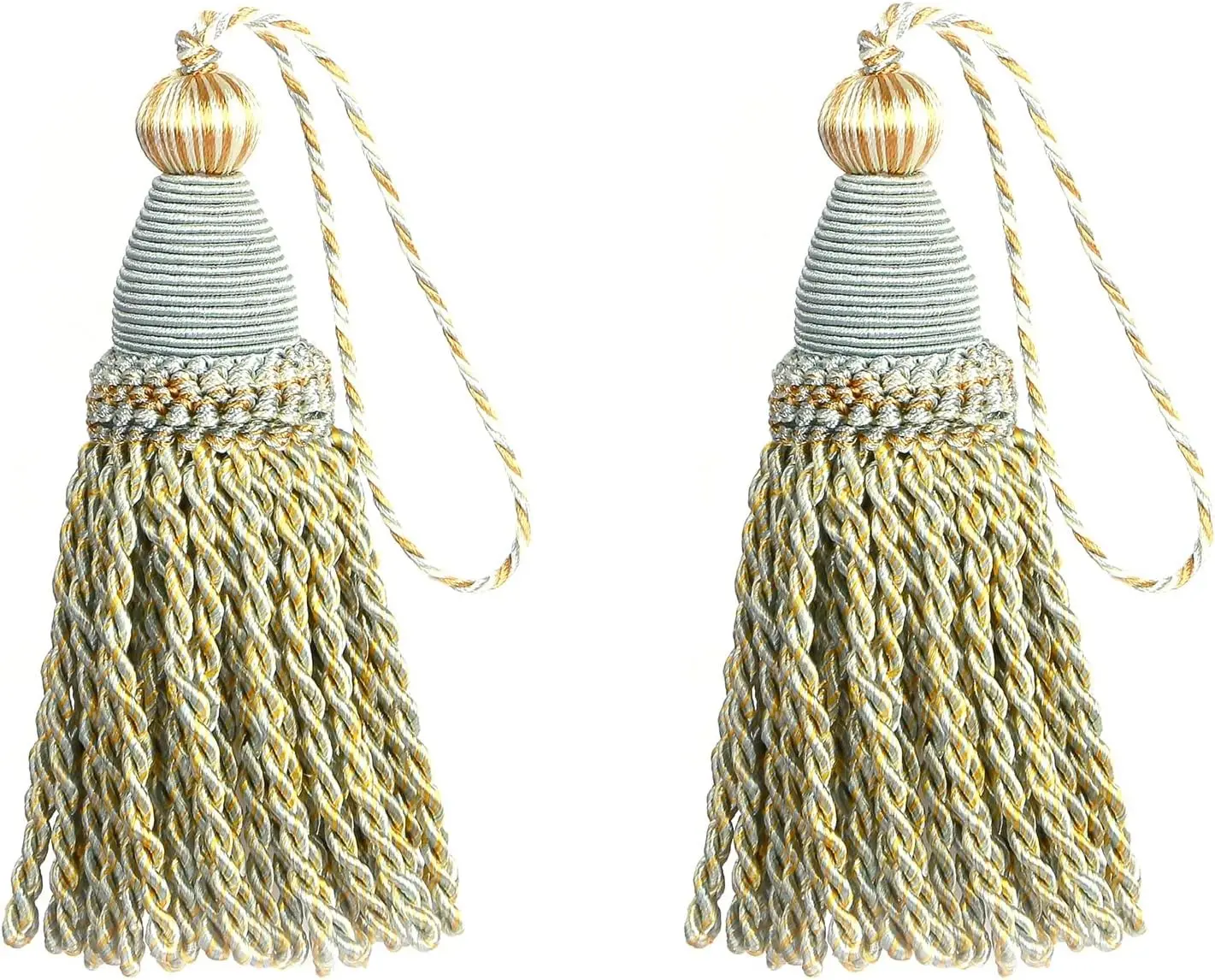 2 Pack Tassels with Loops, DIY Decorative Tassel,Mix Blue Twisted Tassel, Key Tassel for Antique Keys, Door Knobs and Furniture