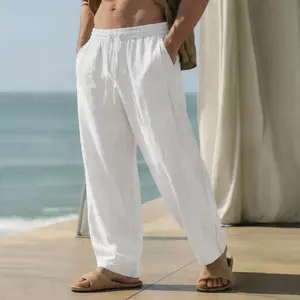 Soft Lyocell Tencel Linen pants,Men's Casual Straight-Leg Pants,  Relaxed Comfort Fit, Breathable Drapey Summer Trousers for Daily Commute, Beach Vacation & Weekend Lounging Activities