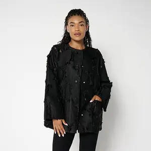 MarlaWynne WynneCollection Long-Sleeve Organza Cut Jacquard Jacket