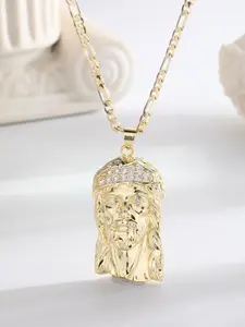 Fashion Hip Hop Jesus Face Pendant Necklace, Exquisite Trendy Pendant, Men's 14k Jesus Head Jewelry, Stylish Sacred Gift for All Seasons