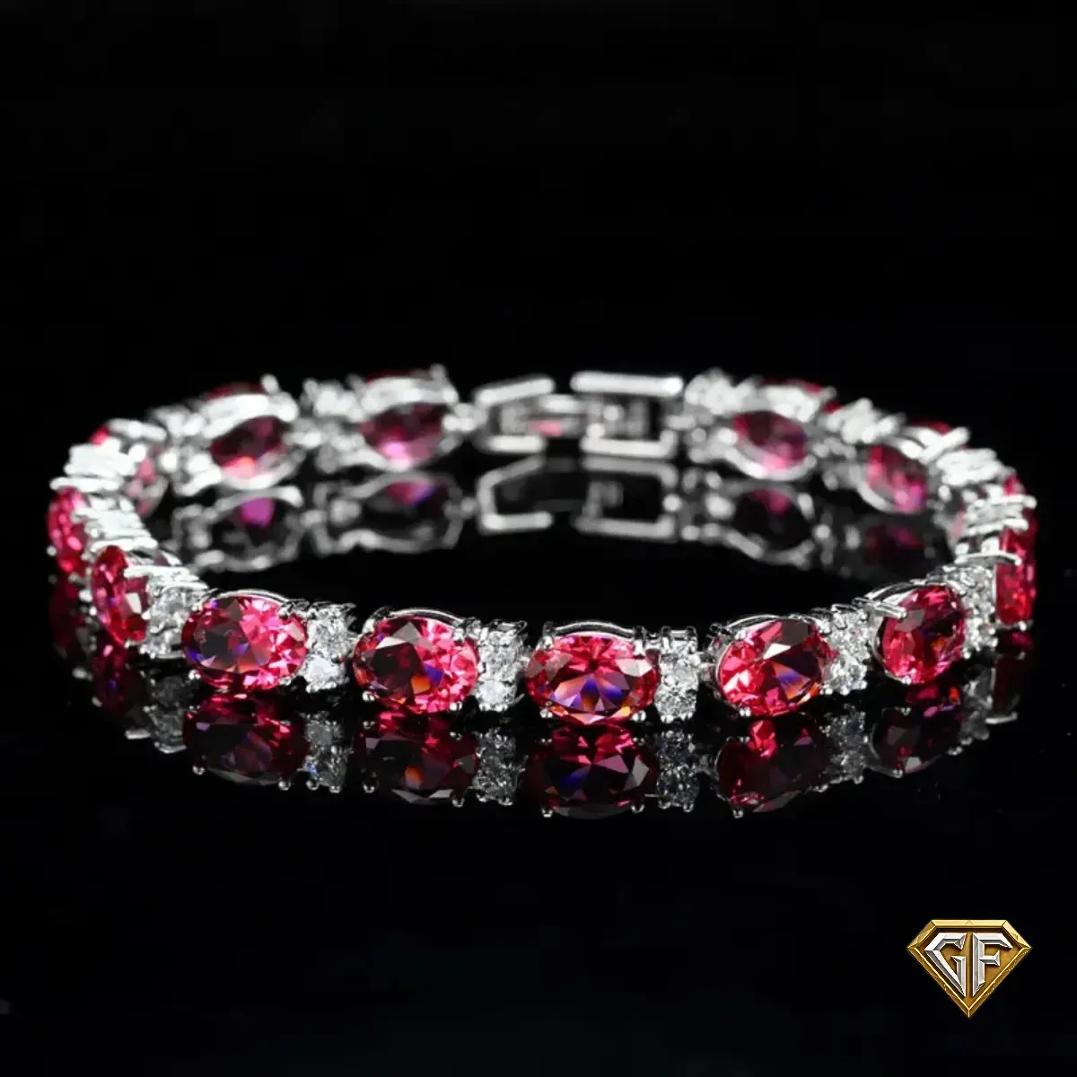 Red Ruby Gemstone Bracelet, 7.5 inch Stainless Steel Bracelet, AAA+ July Birthstone Birthstone and Cubic Zirconia - September Birthday - Christmas Gift Handmade Jewelry Handmade Jewelry