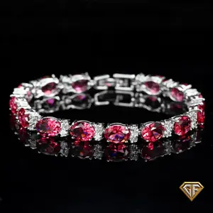 Red Ruby Gemstone Bracelet, 7.5 inch Stainless Steel Bracelet, AAA+ July Birthstone Birthstone and Cubic Zirconia - September Birthday - Christmas Gift Handmade Jewelry Handmade Jewelry