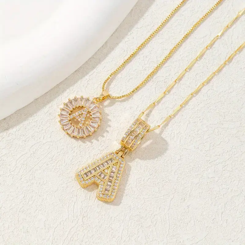 Dainty Initial Necklaces for Men and Women - Plated Square Capital Letter Pendant, A-Z Alphabets Figaro Chain, Elegant Fashionable Daily Costume Jewelry