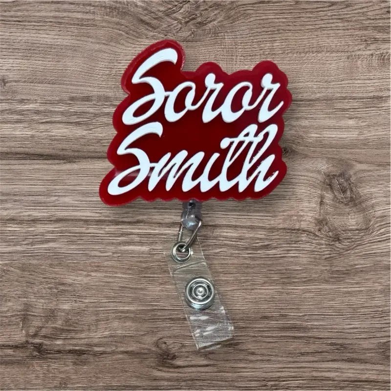 Delta Sigma Theta Sorority Personalized Badge Reel - Clear Retractable Alligator Clip or Belt Clip for Identification - Enter name in order comments