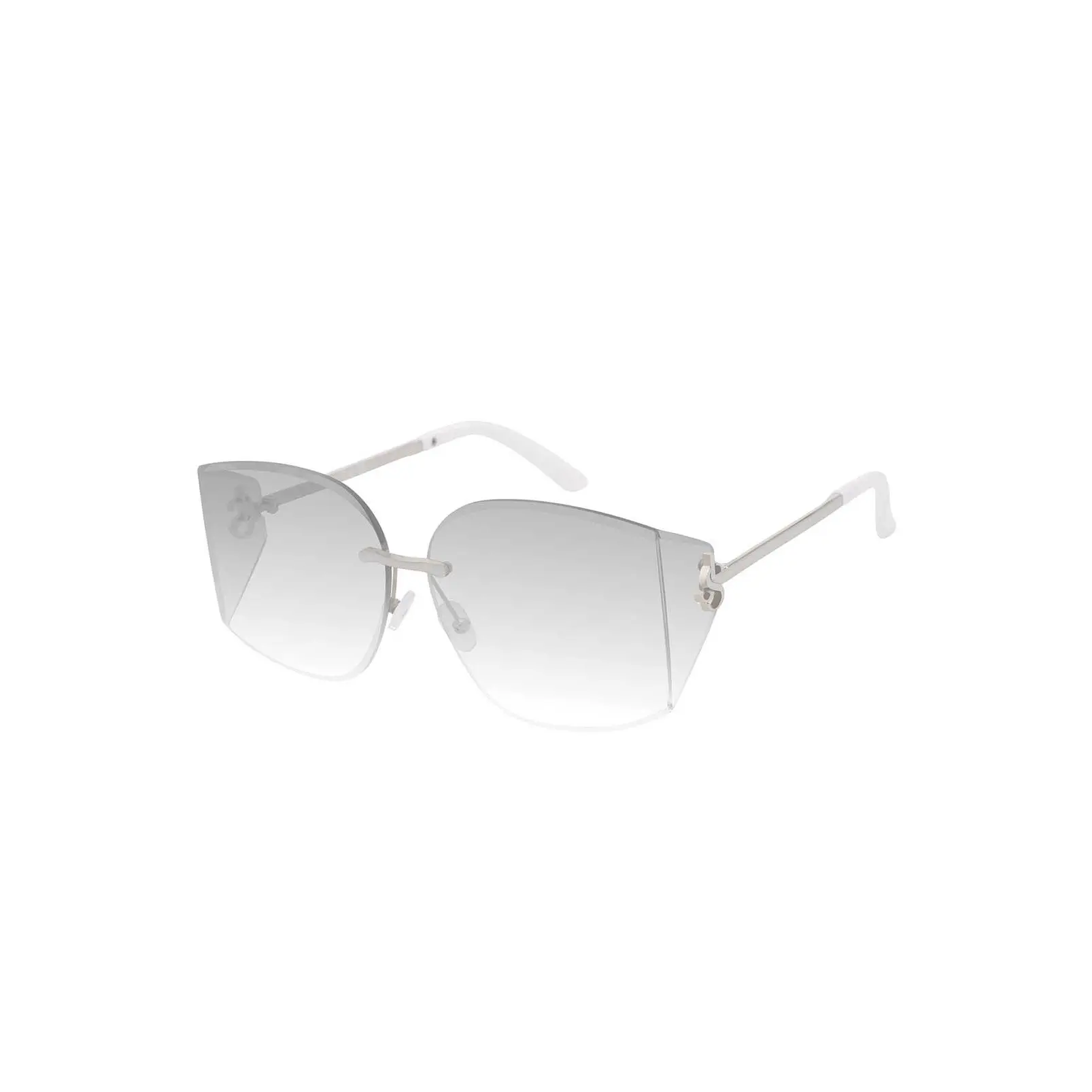 Clean Line Metal Rimless Sunglasses in Silver