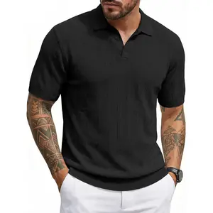 JMIERR Mens Polo Shirt Knit Textured Short Sleeve T Shirt Casual Golf Shirts Summer Vacation Beach Stretchy Shirts