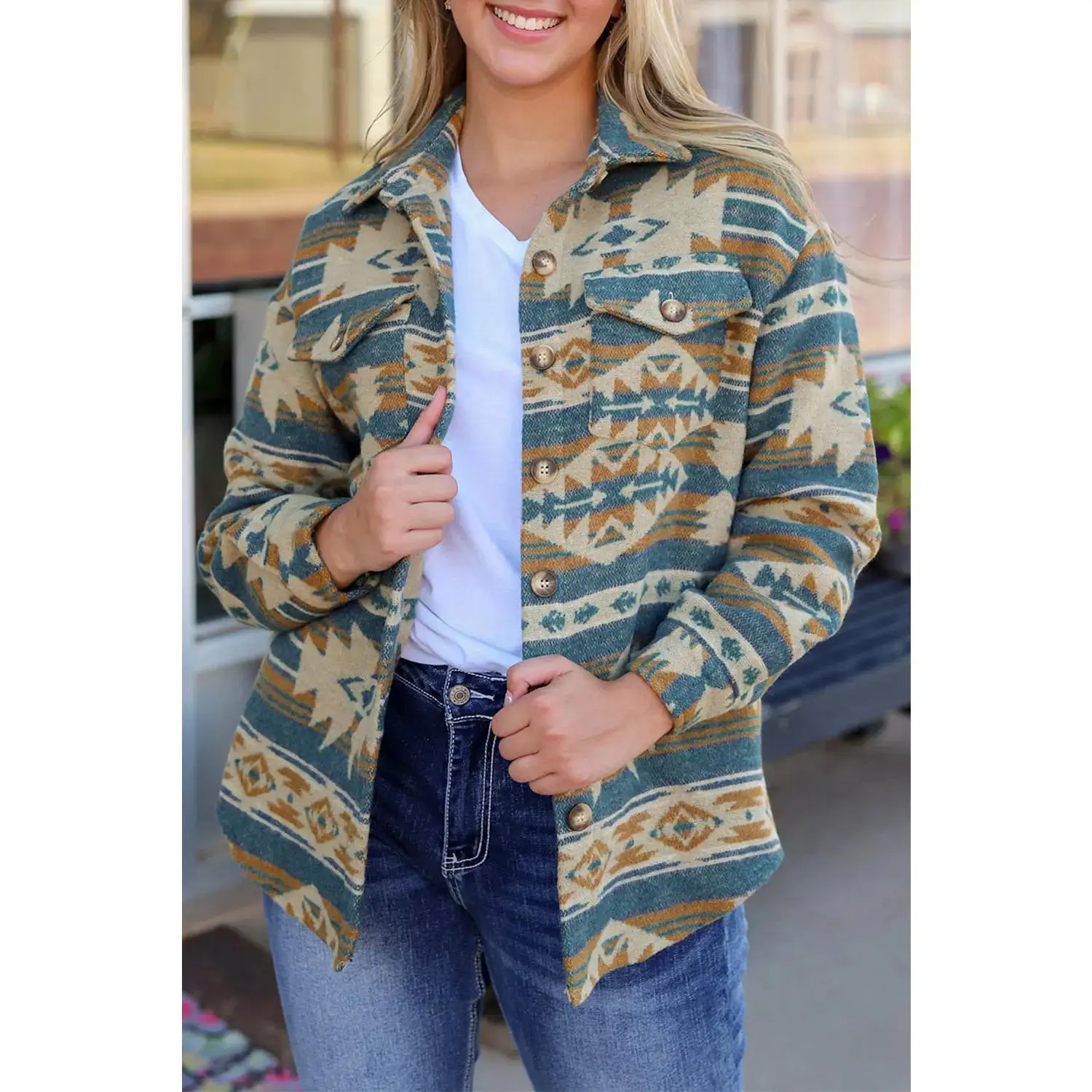 Golden & Blue Daydreamer Aztec Jacket