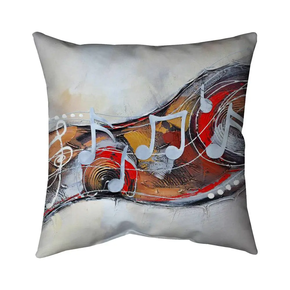 Begin Home Decor 5542-1818-MU12 18x18 in. Abstract Serenade Musical Red Outdoor Throw Pillow, Creative Decorative Cushion, Cushions for Porch