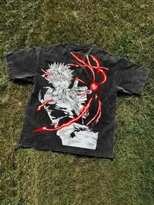 Unisex Long Sleeve Graphic Tee, Washed Snowflake Print, Anime Character Design, Outdoor Vacation Travel Party Streetwear
