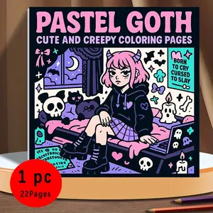 Pastel Goth Cute and Creepy Coloring Book for Kids & Adults - 22 Bold Lines & Easy Spooky Cute Coloring Pages, 120gsm Thick No Bleed Paper, Non-Toxic Odorless, Perfect for Stress Relief & Gothic Aesthetic