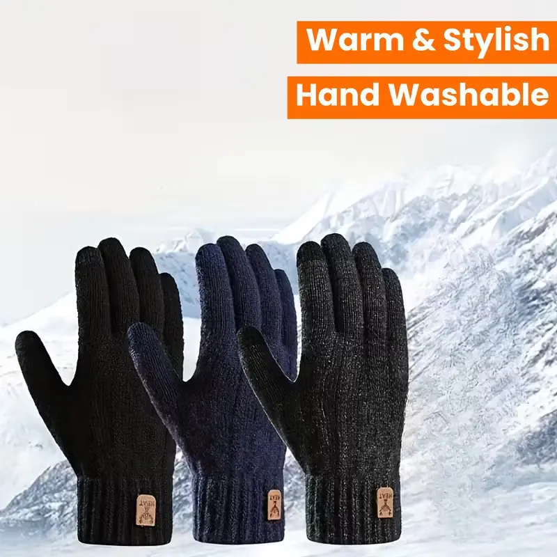 FEITAI Women's Wool Gloves, Touchscreen Compatible, Warm Stylish, Hand Washable, Non-Woven Shearling, Pull-On Closure, Ideal for Office, Travel - Fall-Winter Essentials