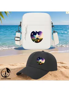2pcs Art Installation - Star in Apple-shaped Field with Stars Print, Unisex Baseball Cap & Crossbody Bag, Men's and Women's Fashion Street Suit, Unisex Sportswear, Unique Gift Ideas, Adjustable Polyester, Casual Outdoor Sports Accessories