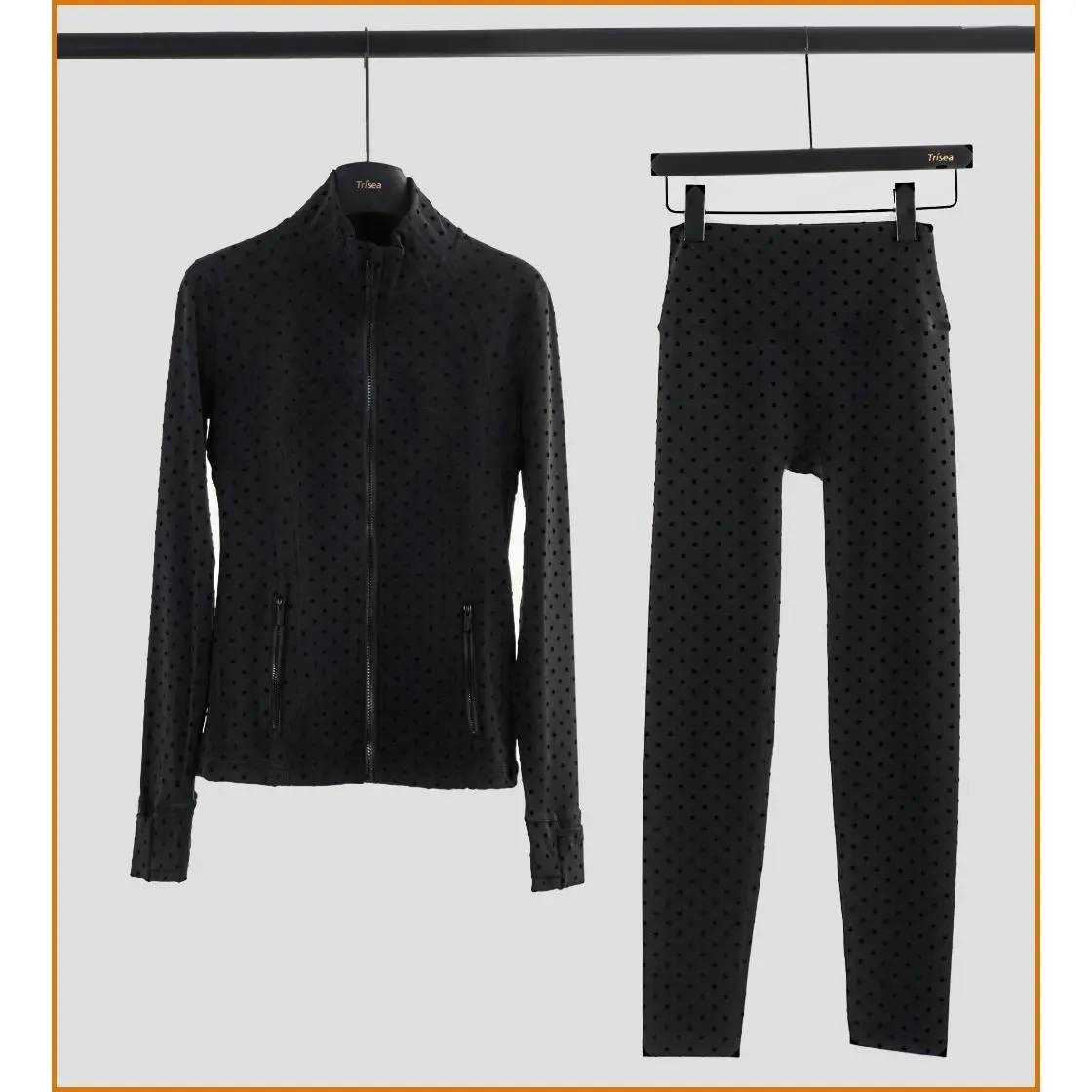 Black regular zipper regular suit