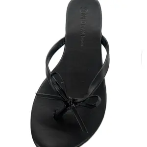 WOMENS SIMPLE FLAT FLIP FLOO WITH LITTLE BOW BELLEN-129 Summer Walking Shoes Footwear