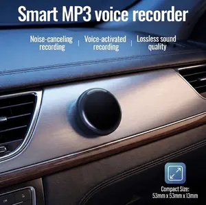 Magnetic Car Voice Recorder, Smart Dash MP3 Audio Recorder, Noise Cancelling Voice-Activated Device, Ultra-Compact Magnetic Mount Device,Ultra-Compact Must-Have Accessory for Drivers & Rideshare, Must-Have Auto Accessory for Road Safety & Evidence