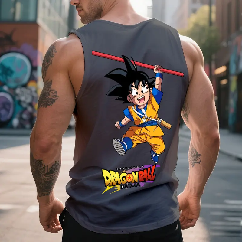 Dragon Ball DBZ Goku Unisex Summer outfits men streetwear 80s 90s graphic tees cotton Anime tank tops men gifts