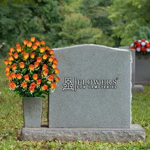 Orange Sweetheart Roses Cemetery Arrangement for Vase - Orange Rose Buds - Flowers for Cemetery Vase - 72 Roses