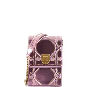 Pre-owned Dior Patent Leather Clutches & Wristlets Christian Diorama Vertical Clutch on Chain Studded Patent by Rebag