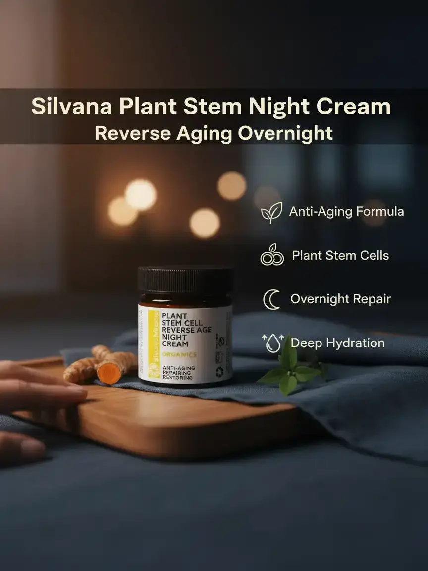 Silvana Miracle Organic Plant Stem Cell Advanced Night Cream - Fragrance-Free, Radiant Skin Repair, Turmeric-Infused, Hydration for All Skin Types Anti-Aging Moisturizer