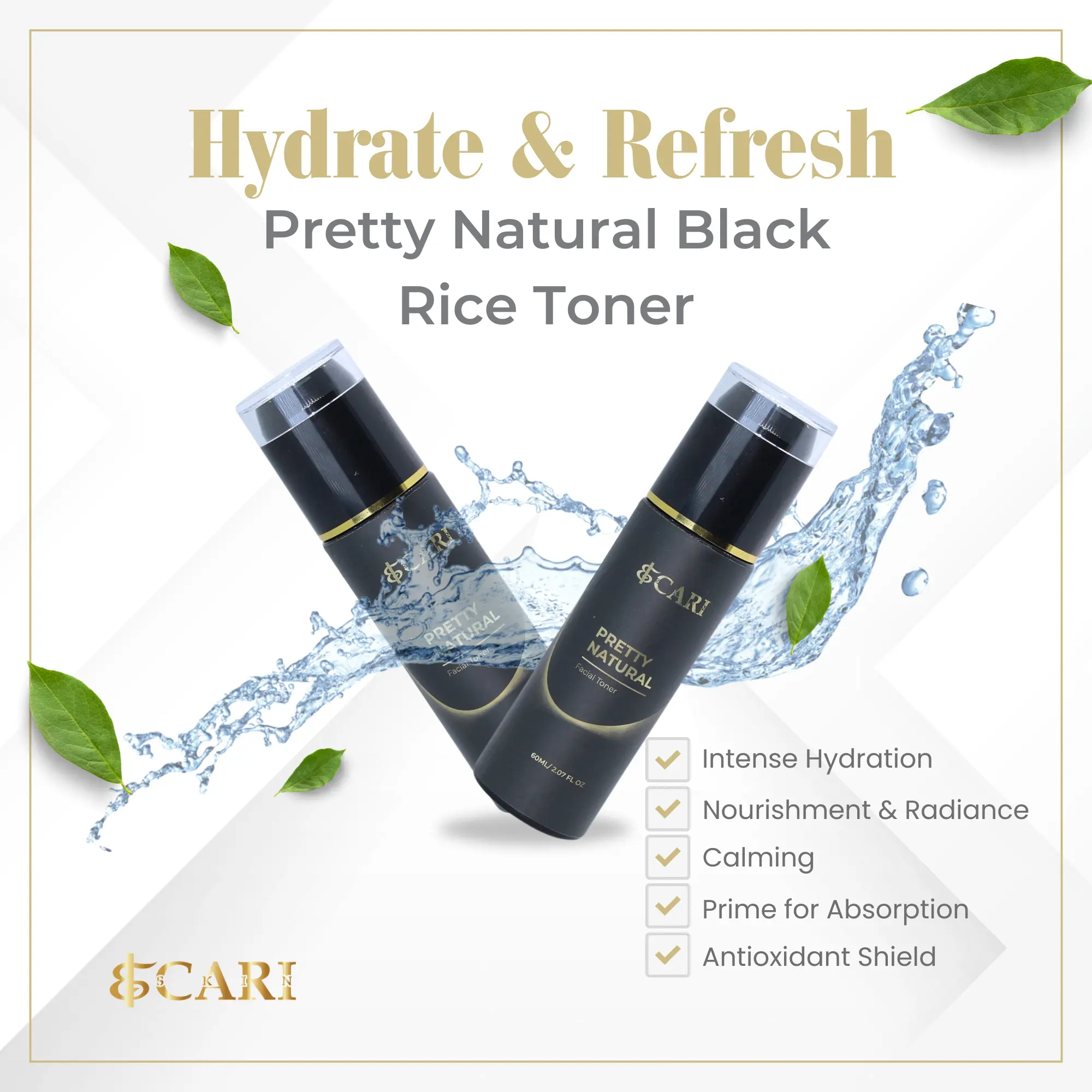 Ecari Skin Hyaluronic Acid and Black Rice Hydrating Toner for Moisture and Balance