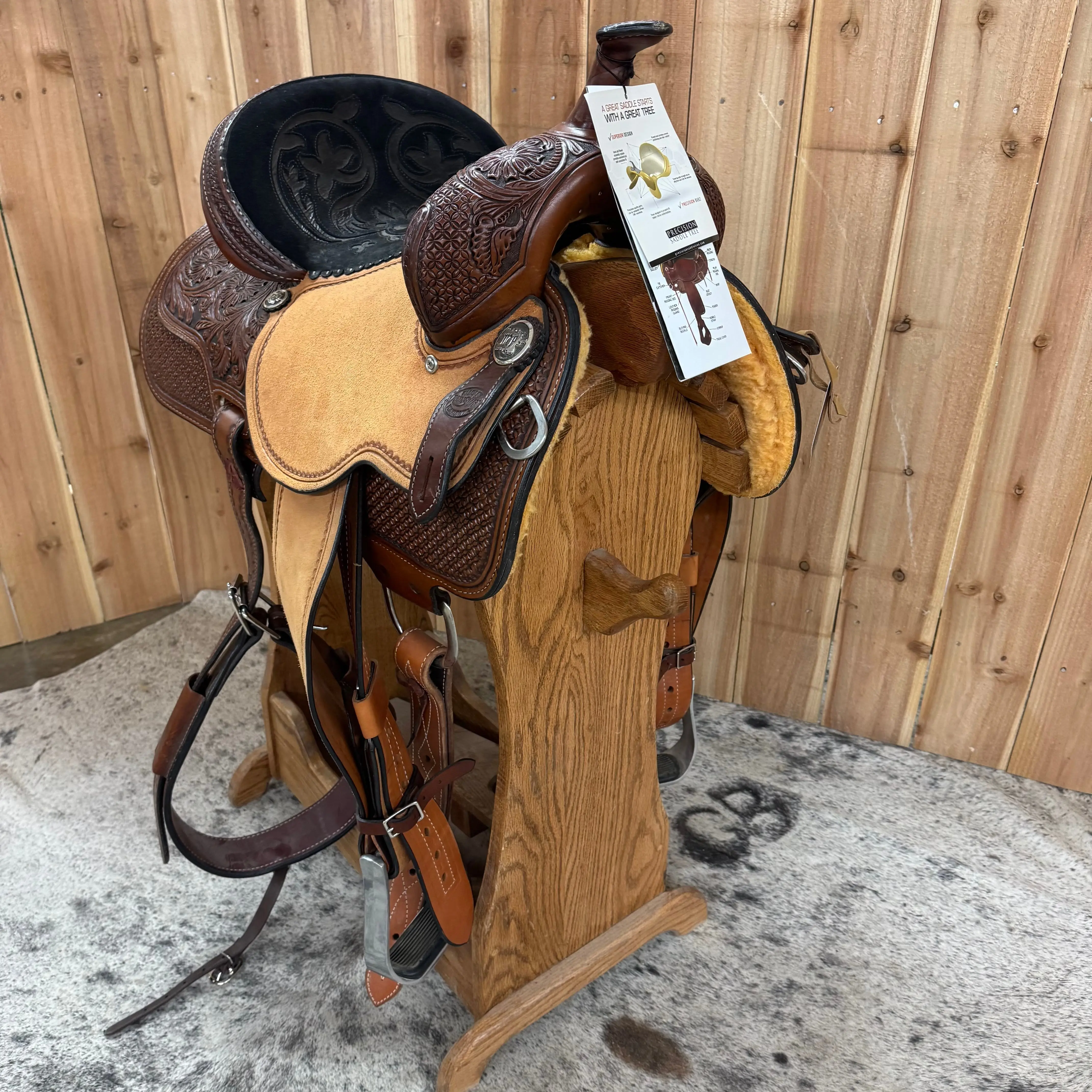 Circle Y Molly Powell Freedom Fit Barrel Saddle, 13.5" Seat (Demo)