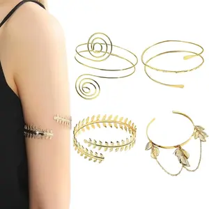 4 pcs metal armband set with adjustable decorative armbands, suitable for parties, performances, dances, and daily wear
