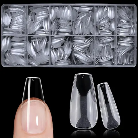 Semi-frosted Fake Nail Tips, 600pcs/box Medium Length Clear Fake Nails for Nail Salon, Nail Extension, Press on Nails Making Tool, Nail Art Supplies