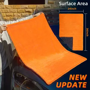 AOKWAY Premium 1200GSM Twisted-Loop Car Drying Towel Dual Orange Black Side Streak Free for Cars Trucks SUV