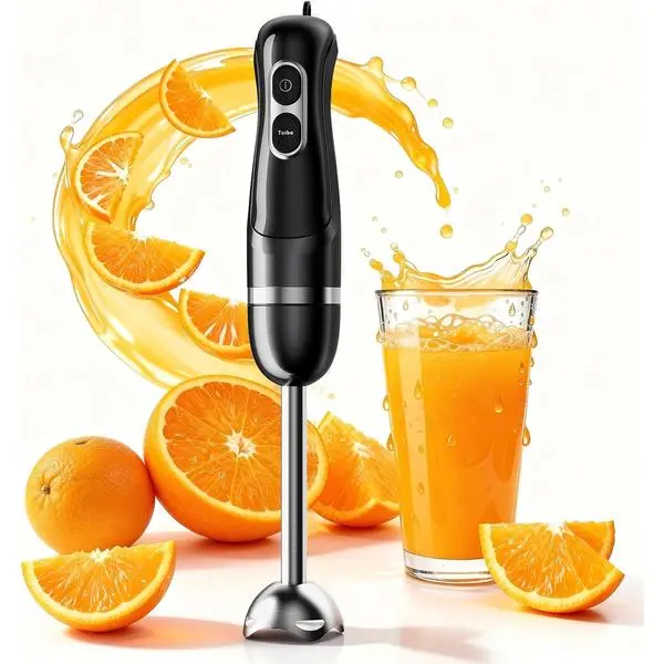 Turelar Immersion Blender Corded 400W, 2 Speed, Emulsifier, Blend, BPA-Free | Hand Blender Stick Mixer, Ergonomic Handle, Stainless Steel Blades, Effortless Blending for Soup, Smoothies, Puree, Baby Food