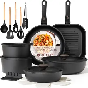 Astercook 23-Piece Nonstick Ceramic Cookware Set with Detachable Handles, Oven-Safe, Induction-Ready, Stackable Cream Pots and Pans Set for RV Kitchen, Father's Day Gift for Men Oil Space Saving