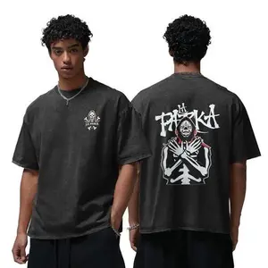 LA PARKA Skeleton King Lucha Libre Graphic Tee Washed Black Gothic Font Vintage Style Unisex Short Sleeve All Season Collector's Edition 100% Cotton