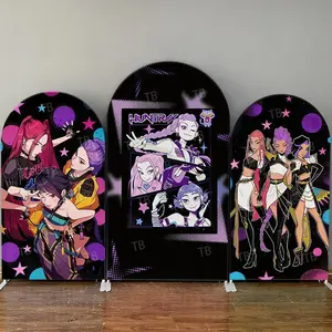 15-day Delivery Cyber Girl Group  Arch Backdrop Cover Set for Themed Party