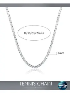 4MM 5MM 6MMM 18K Iced Out CZ  Tennis Chain,Brass Cubic Zirconia Necklace, Round Cubic Classic HipHop Style,Luxury Unisex Jewelry ,Father's Day Gift, For Women For Men