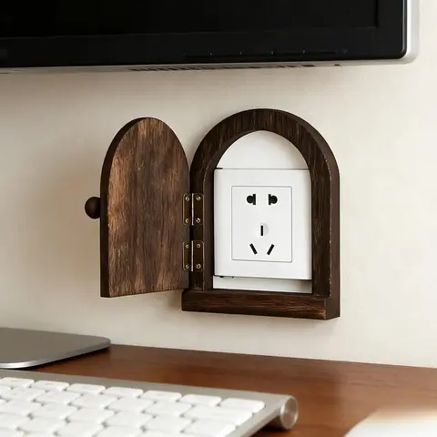 Handmade Natural Unique Wooden Decorative Socket - Wall Mounted Dustproof Protection Power Outlet Cover, Wall Plug Plate for Home Decoration in Kitchens, Living Rooms